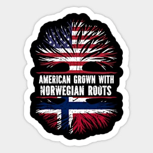 American Grown with Norwegian Roots USA Flag Sticker